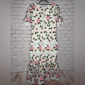 Just Me White and Pink Floral Dress